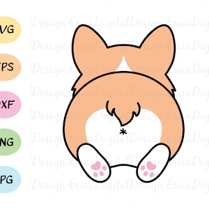 Corgi butt SVG Layered cut file Kawaii corgi dog Funny corgi butt cutting file Animal vector Pet clipart Silhouette Cricut T-shirt Vinyl