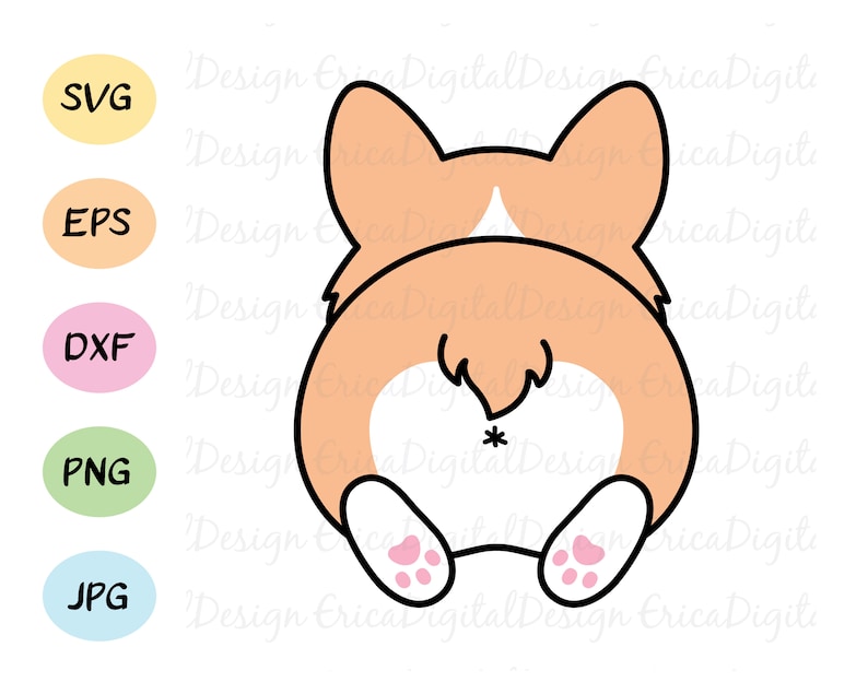 Corgi butt SVG Layered cut file Kawaii corgi dog Funny corgi | Etsy