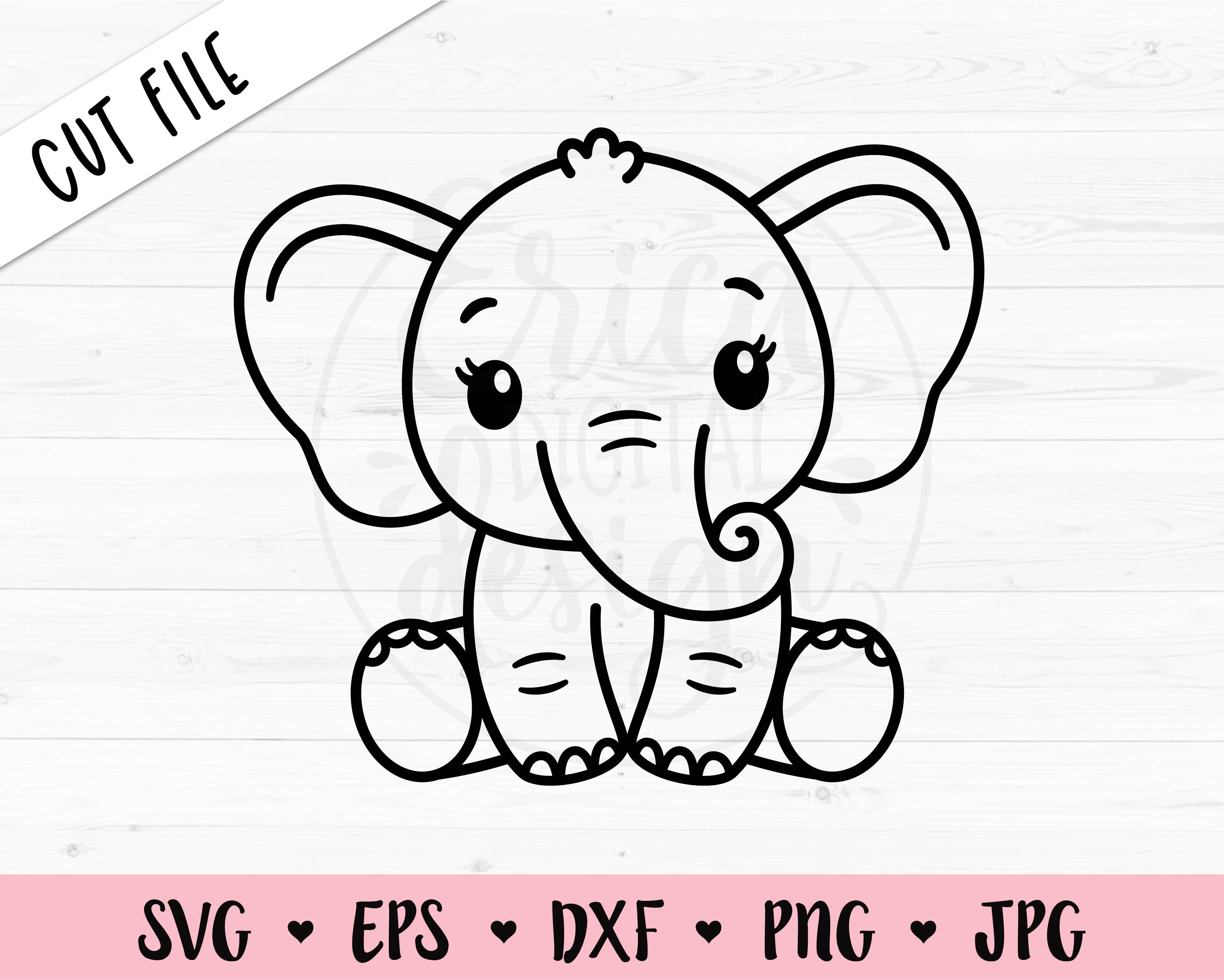 Baby Elephant Clipart Outline