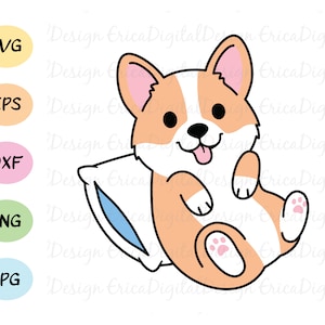 Corgi belly SVG cut file Kawaii funny dog vector Cutting file EPS DXF Silhouette Studio Cricut Design Space Commercial use T-shirt vinyl
