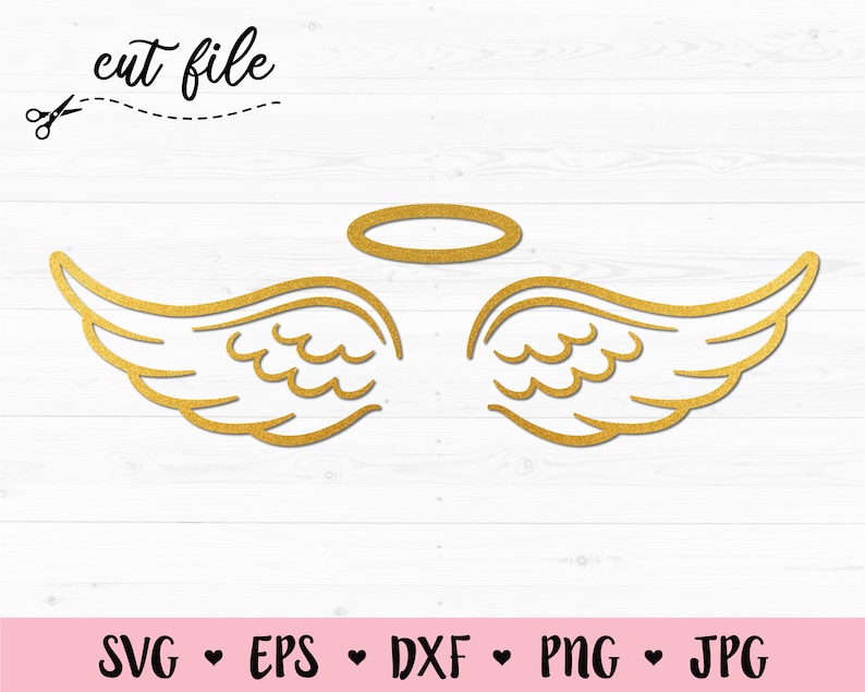 Download Wings Svg Angel Wings Cutting File Halo Cut File Wings Outline Heaven Paradise Memorial Silhouette Cricut Vinyl Shirt Wood Engraving Stencil Clip Art Art Collectibles