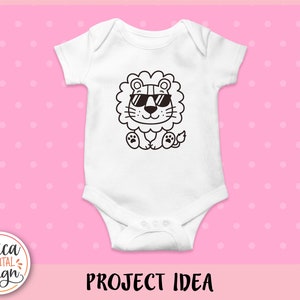Cute Lion With Sunglasses Outline SVG Cut File for Cricut Silhouette ...