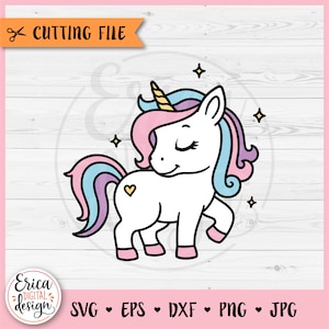 Einhorn Layered SVG Niedliches Baby Einhorn schnitt Datei Cricut Silhouette Kawaii Einhorn-Mädchen-Shirt-Baby-Dusche Clipart Eisen auf Vinyl Laser-Gravur