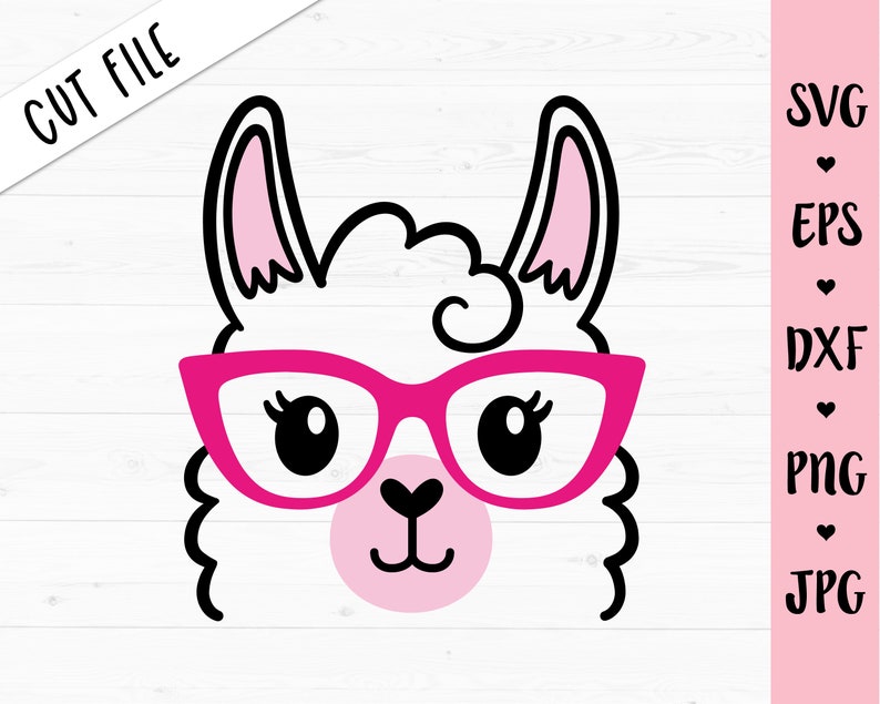 Art Collectibles Clip Art Llama Face Svg Cute Llama Glasses Cut File Funny Alpaca Head Llama Eyelashes Animal Baby Girl Nerd Shirt Teacher Cricut Silhouette Vinyl