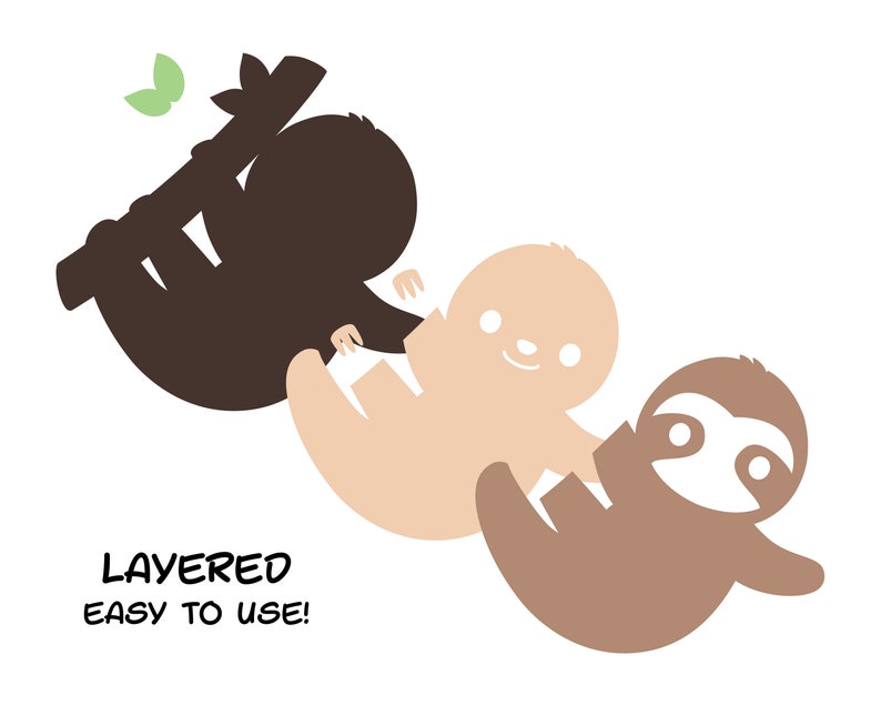Download SVG baby sloth Cute hanging sloth cut file Slothlife ...