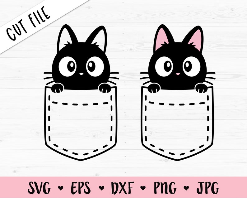 Download Black Cat In A Pocket Svg Cute Cat Cut File Kawaii Cats Funny Kitty Kids Girl Shirt Baby Animals Pet Cat Lovers Cricut Silhouette Vinyl Iron Clip Art Art Collectibles