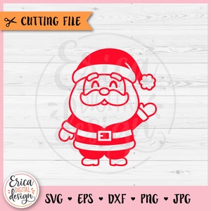 Santa SVG Mignon Noël coupé fichier Cricut Silhouette Funny Santa Claus Clipart Joyeuses Fêtes Bébé Premier Noël Chemise Enfants Fer sur Vinyle