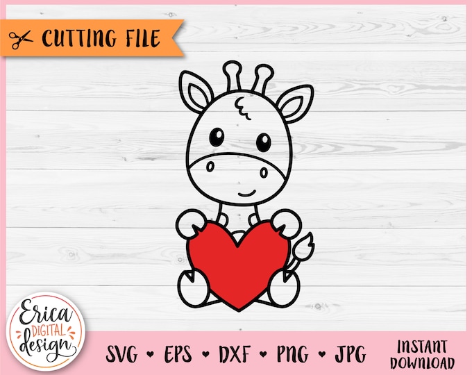 Giraffe SVG Cute Baby Giraffe Outline Cut File Cricut Silhouette Jungle ...