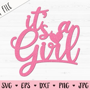 Si tratta di una ragazza SVG Baby Girl Cake Cupcake topper topper taglio file di taglio Baby Doccia genere rivelare partito taglio laser legno acrilico Silhouette Cricut