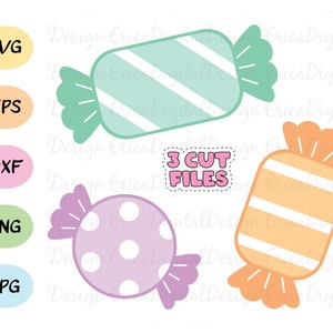 Leuke snoep SVG gesneden bestand Kawaii vakantie snoepjes vector Zoete snijden bestand EPS DXF Silhouet Cameo Curio Cricut Vinyl Halloween Kerstmis