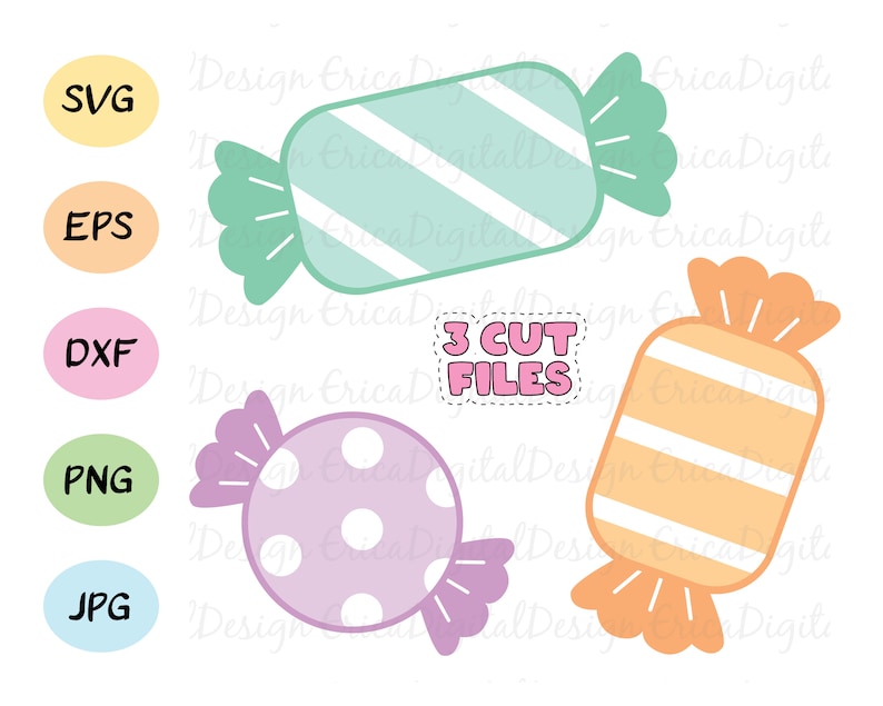 Cute Candy SVG Cut File Kawaii Holiday Candies Vector Sweet Cutting ...