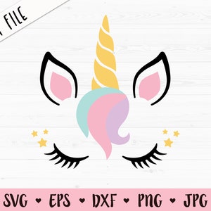Eenhoorn gezicht SVG Eenhoorn wimpers gesneden bestand Floral Unicorn hoofd Verjaardag Girl Magische eenhoorn Cute Flower Silhouet Cricut Vinyl Iron op