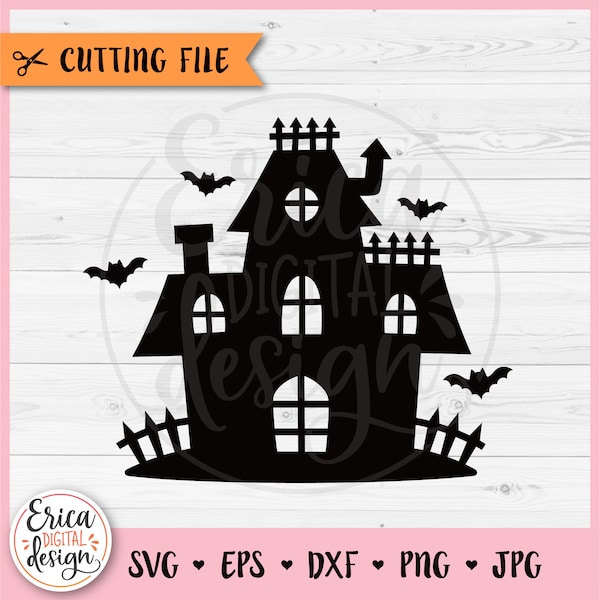 Haunted House SVG cut file for Cricut Silhouette Scary Halloween Ghost House Haunted Mansion Clipart Spooky Halloween Shirt Iron on Vinyl