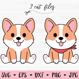 Baby Corgi SVG layered cut file Funny Cool corgi dog cutting file Pembroke Welsh corgi Kawaii animals Silhouette Cricut Kids T-shirt Vinyl