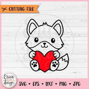 Cute Fox Valentine Heart SVG file di taglio Cricut Silhouette Love Happy Valentine Day Woodland Animals Anniversary Ferro su incisione laser in vinile