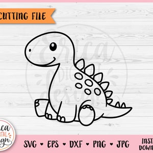 赤ちゃん恐竜アウトライン SVG カットファイル Cricut シルエット かわいいステゴサウルス ジュラ紀動物 幼児用シャツ ボディスーツ アイロン接着ビニール レーザー彫刻