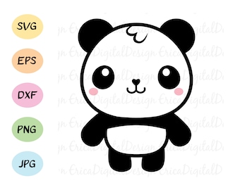 Baby panda layered SVG Cute panda cut file Funny cartoon cutting cuttable vector EPS DXF Silhouette Cricut Vinyl Kid birthday party Nursery