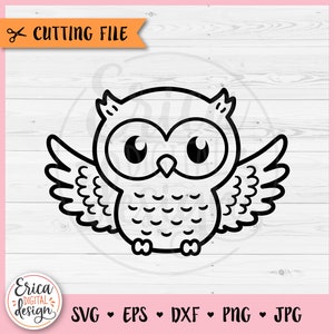 Contorno de coruja SVG Arquivo de corte de coruja de bebê Cricut Silhouette Cute Coruja Pássaro Chá de bebê Camisa de aniversário Floresta Floresta Animal Vinil Gravação a laser