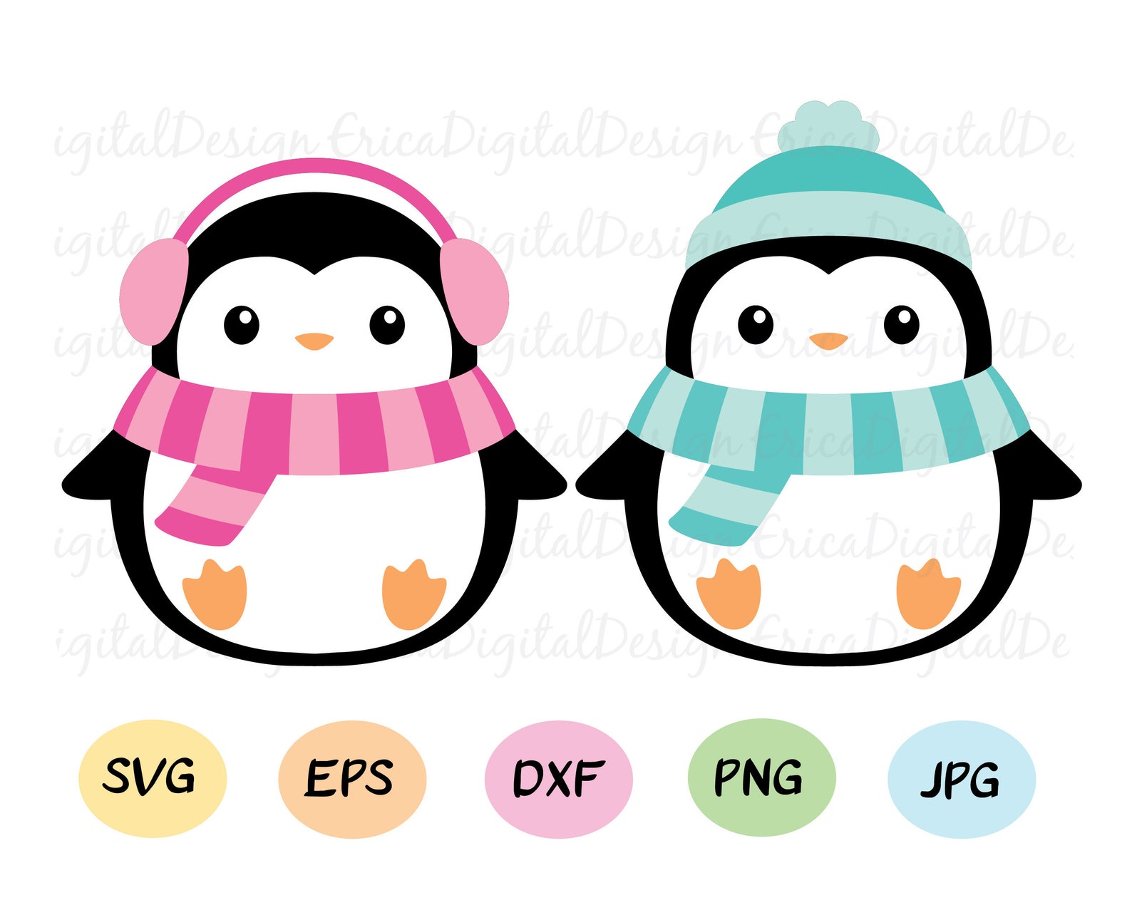 Cute Penguins SVG Cut File Kawaii Penguin Vector Cutting File Winter ...