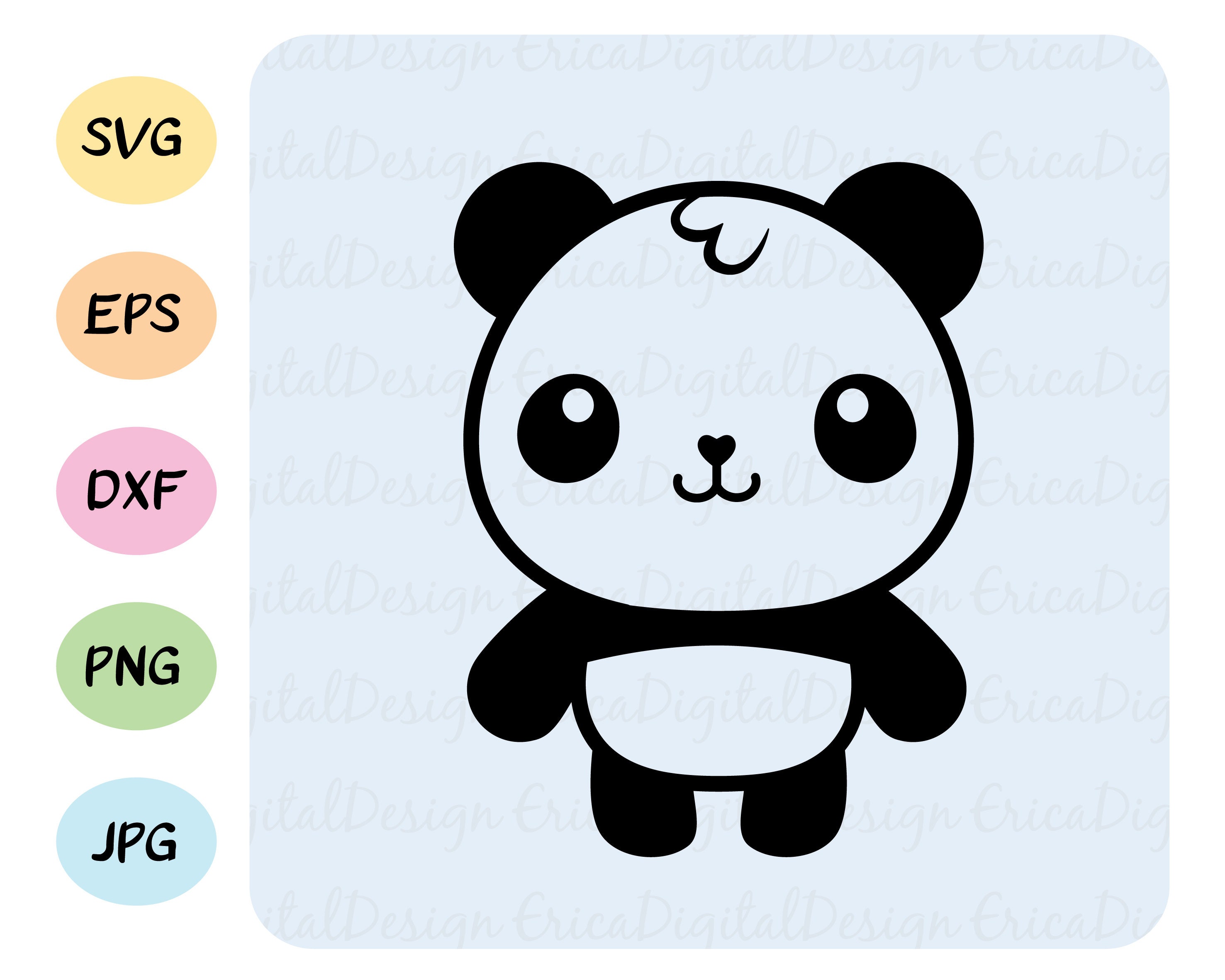 Download Baby Panda Outline Svg Cute Panda Bear Decal Kawaii Animals Etsy