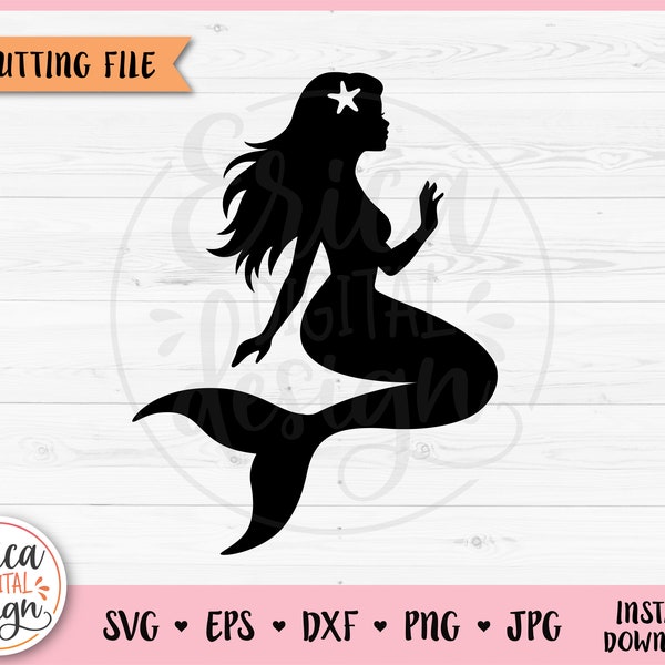 Mermaid SVG cut file for Cricut Silhouette Cute Mermaid Sea Ocean Beach Summer Girl Shirt Princess Kids Iron on Vinyl Laser Engraving