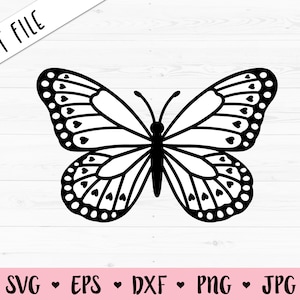 Butterfly SVG White Butterfly met harten gesneden bestand Monarch Vlinders Overzicht Insect Freedom Silhouet Cricut Vinyl Decal Girl Baby Shirt