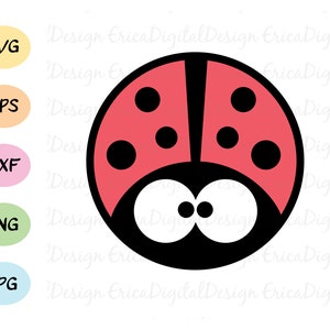 Lindo Ladybug SVG Kawaii bebé ladybug cortar archivo Beatle Animal Nature archivo de corte Love bug EPS Dxf Silhouette Cameo Curio Cricut SCAL Vinilo