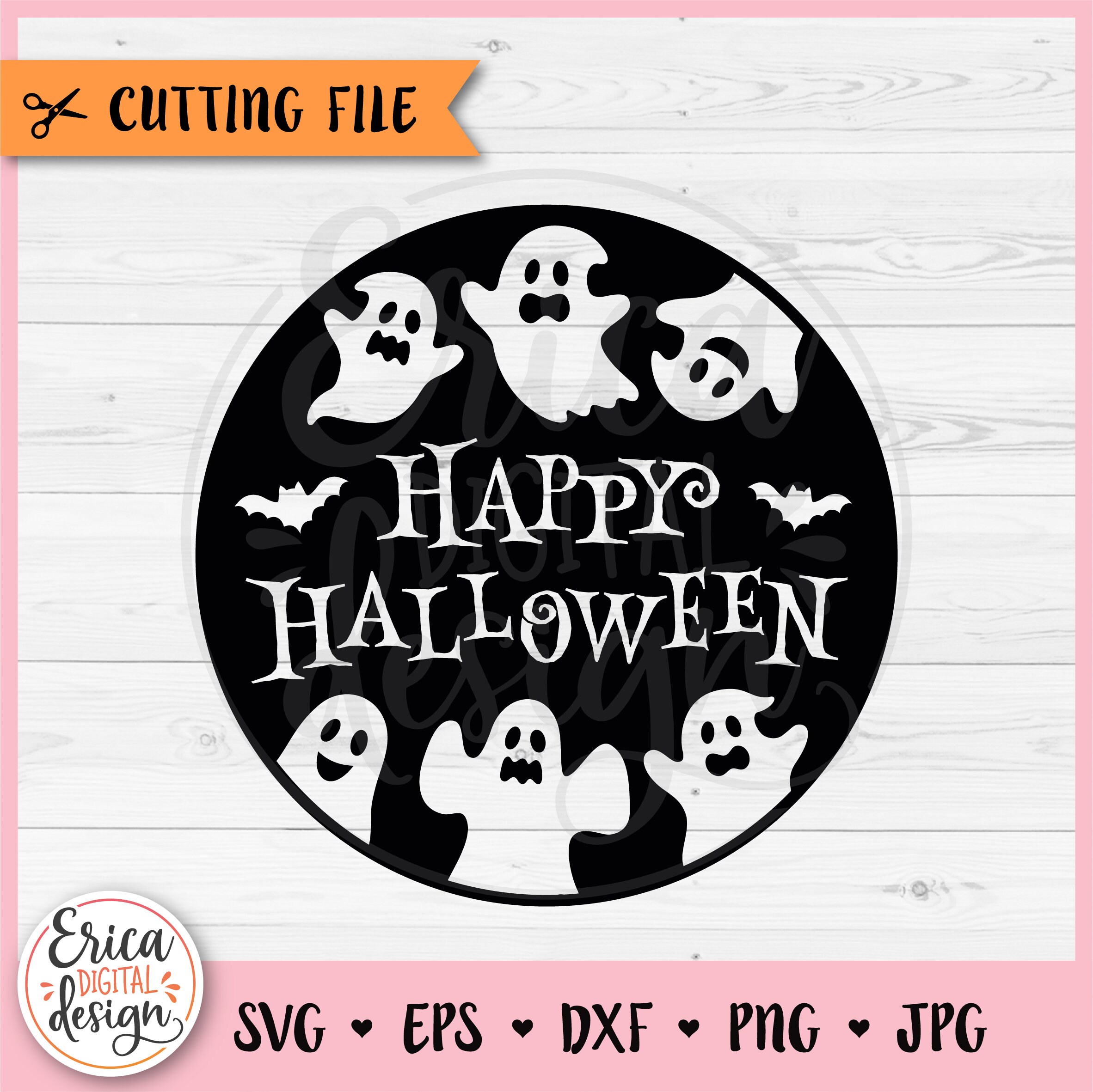 Happy Halloween Round Sign SVG Cut File for Cricut Silhouette Happy ...