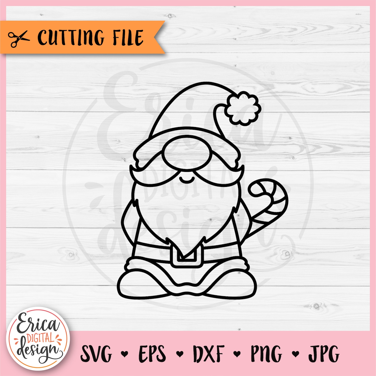 Gnome SVG Christmas Gnome Outline Cut File Cricut Silhouette Santa ...