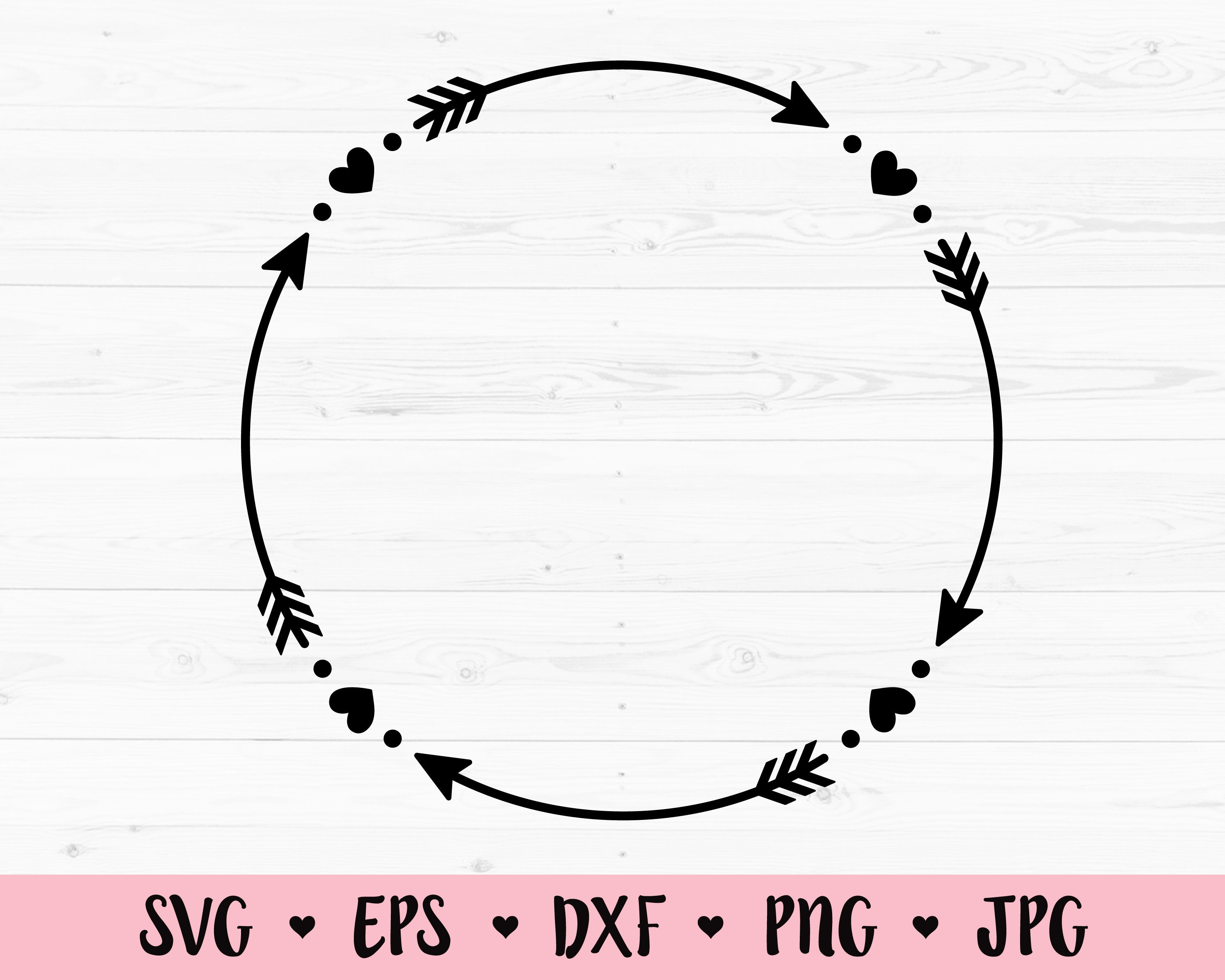 Download Arrow Circle Svg Arrows With Hearts Cut File Monogram Frame Etsy