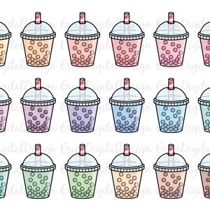 Blase Tee Clipart Set süße Boba Tee ClipArt digitale Cliparts druckbare Planer Aufkleber lustige Illustration Vektor Grafik sofortiger Download