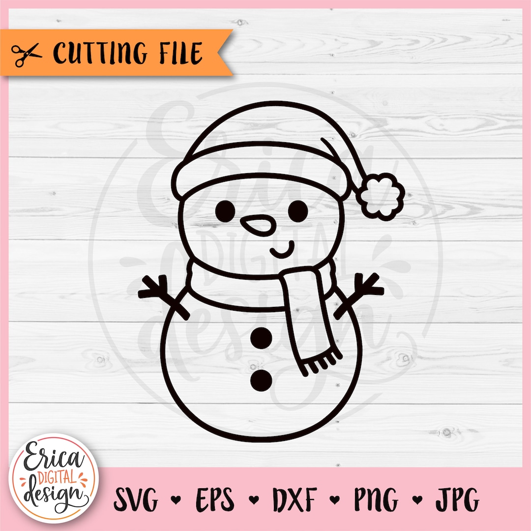 Snowman SVG Cute Snowman Outline Cut File for Cricut Silhouette ...