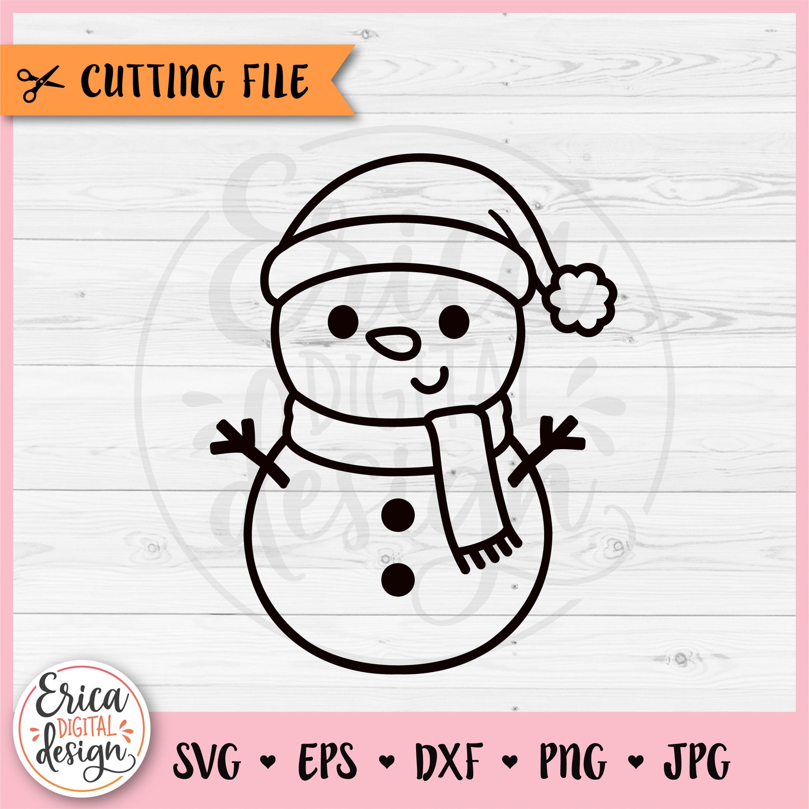 Snowman SVG Cute Snowman Outline Cut File for Cricut Silhouette ...