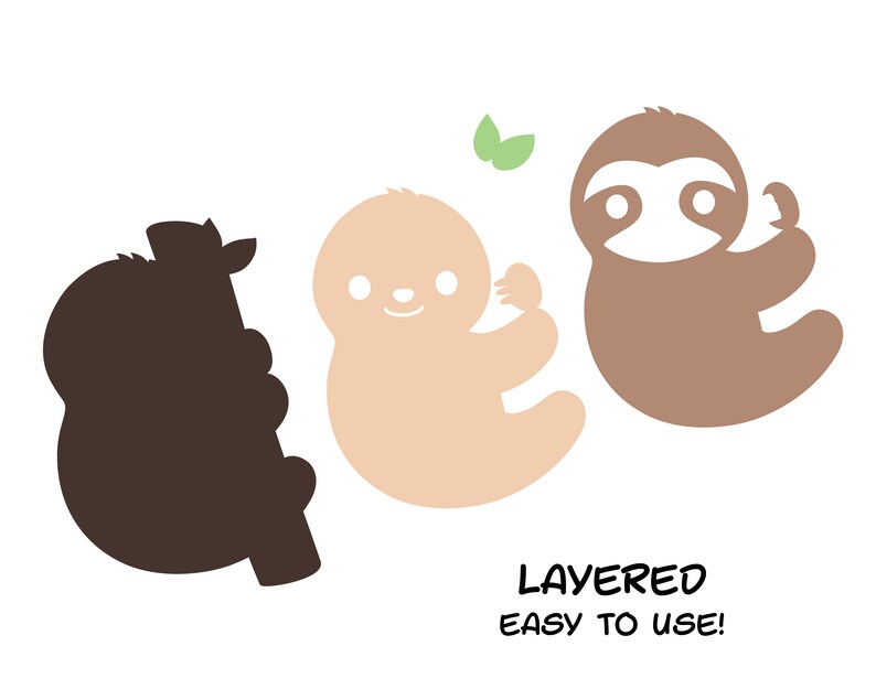 Baby sloth on branch cuttable SVG Kawaii cute sloth cut file | Etsy