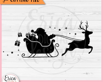 Santa Sleigh SVG Christmas Sleigh Cut File Cricut Silhouette Santa and ...