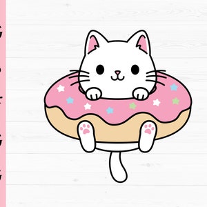 Donut Katze SVG süße Katze geschichtet geschnitten Datei Kawaii Kitty Donut süße Tier Schneidedatei Silhouette Cricut Vinyl Baby Body Kind Mädchen Shirt