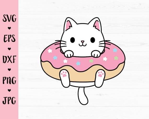 Donut Cat SVG Cute Cat Layered Cut File Kawaii Kitty Doughnut - Etsy