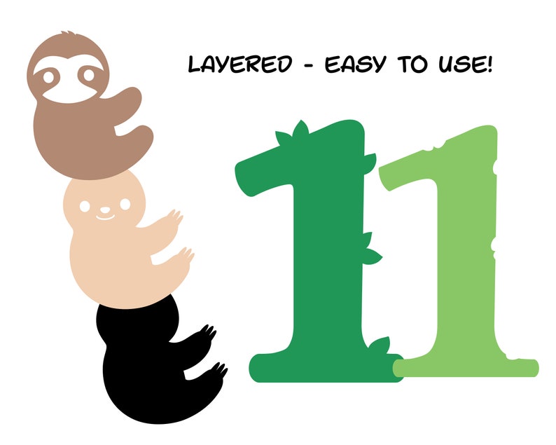 Download 1st Birthday Baby Sloth Cut File Svg Kawaii Cute Sloth Cut File Funny Vector Layered Cutting File Eps Dxf Silhouette Cameo Curio Cricut Scal Clip Art Art Collectibles Vadel Com