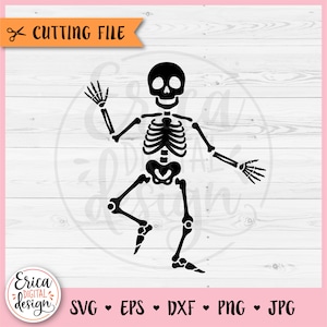 Skelett Tanz SVG geschnitten Datei Cricut Silhouette tanzen Skelett Clipart Schädel Spooky Jahreszeit Kinder Halloween Shirt lustiger Halloween Tanz PNG
