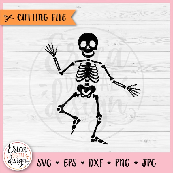 Skeleton Dance SVG cut file Cricut Silhouette Dancing Skeleton Clipart Skull Spooky Season Kids Halloween Shirt Funny Halloween Dance PNG