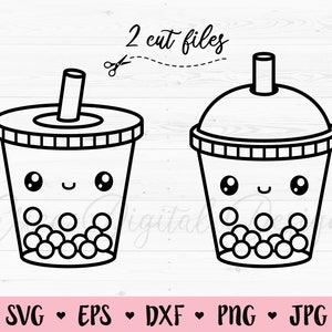 Bubble tea SVG Boba tea cut file Kawaii drink Cute food Boba Tea lover Summer Funny Cartoon Kids Shirt design Silhouette Cricut Vinyl Decal