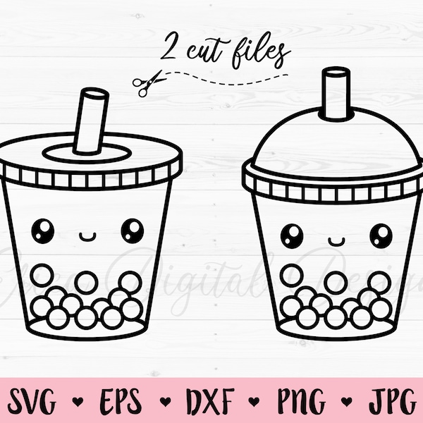 Bubble tea SVG Boba tea cut file Kawaii drink Cute food Boba Tea lover Summer Funny Cartoon Kids Shirt design Silhouette Cricut Vinyl Decal