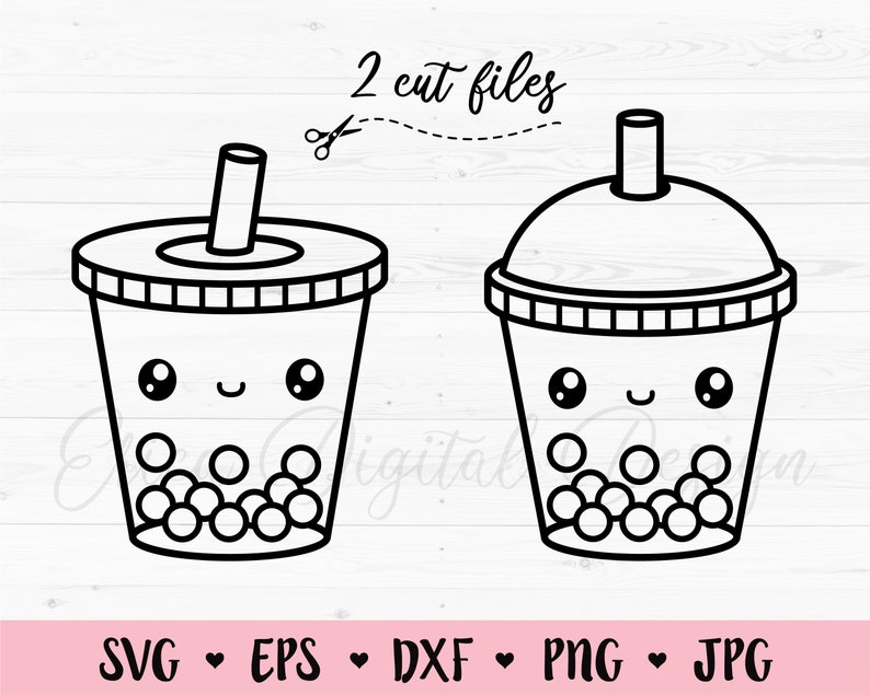 Bubble Tea SVG Boba Tea Cut File Kawaii Drink Cute Food Boba Etsy