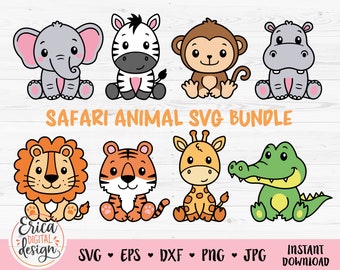 6pcs Jungle Safari Animal Keychains Cartoon Animal Monkey Lion