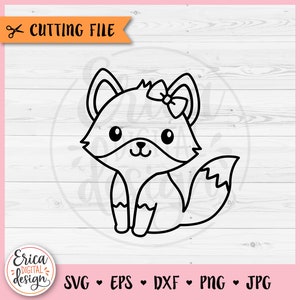 Bébé renard SVG renard contour coupe fichier Cricut Silhouette renard mignon forêt animale nouveau-né bébé fille chemise bambin chambre de bébé fer sur vinyle