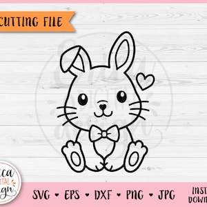 Bébé lapin contour SVG coupe fichier pour Cricut Silhouette lapin mignon bébé douche garçon chemise Body Kawaii PNG fer sur vinyle gravure au Laser