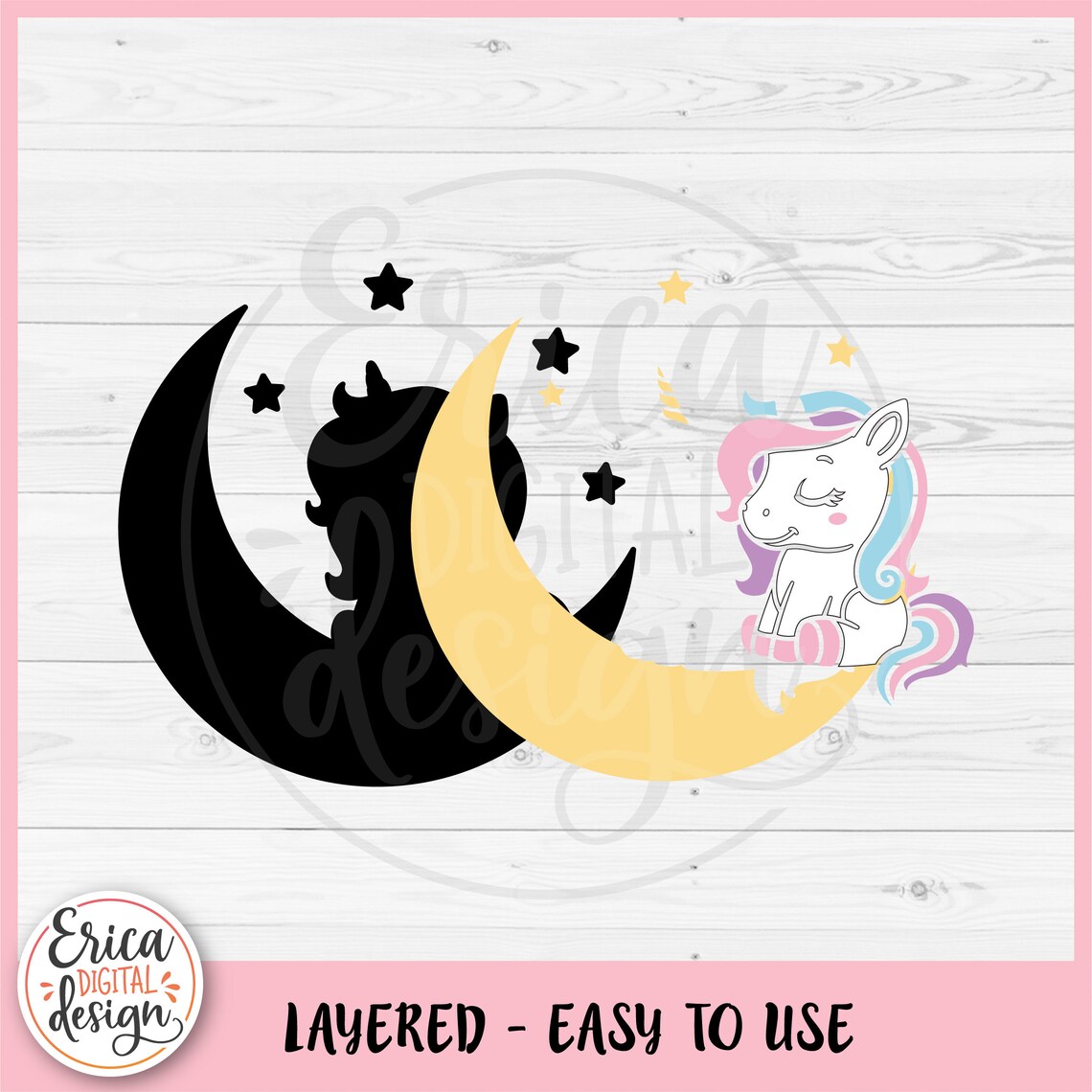 Unicorn Layered SVG Cute Baby Unicorn Moon Cut File Cricut Silhouette ...