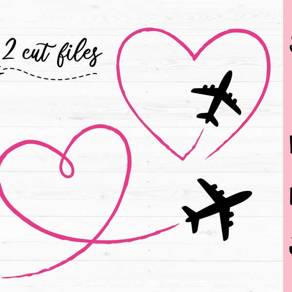 Airplane Route SVG Plane heart path cut file Travelling love Wanderlust Vacation Girls Trip Shirt Bachelorette Honeymoon Silhouette Cricut