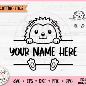 Igel Split Monogramm SVG geschnitten Datei Cricut Silhouette Namen Rahmen Schüler Namen Tag Schule Klassenzimmer Label Wald Baby Tier Eisen auf Vinyl