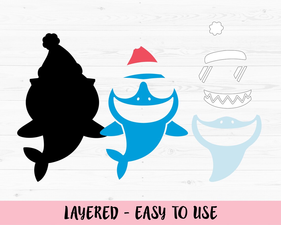 Download Christmas Shark SVG Shark with Santa Hat cut file Boy Kids ...